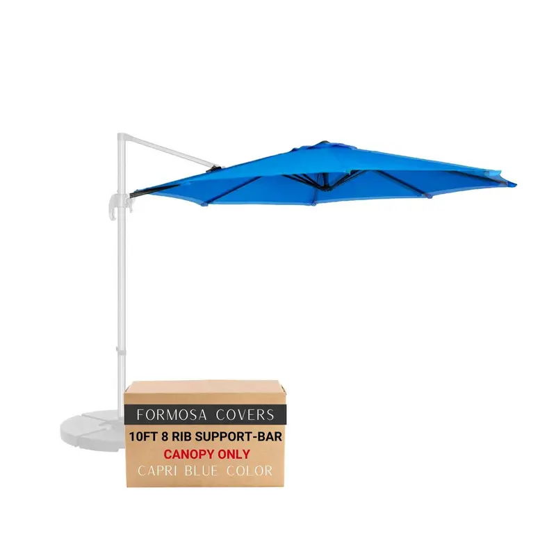 10-Foot Capri Blue Olefin Replacement Canopy For 8-Rib Cantilever Supported-Bar Umbrella 1