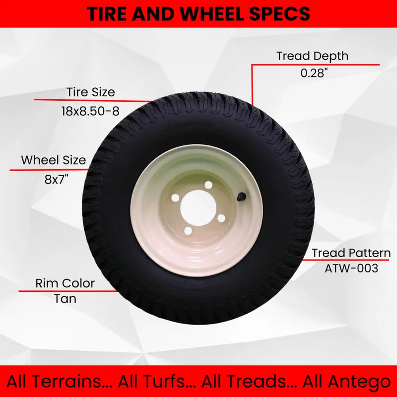18X8.50-8 Beige Steel Wheel Tire Assembly – Single Unit Compatible With Cub Cadet Rztl/Rzts Models 1