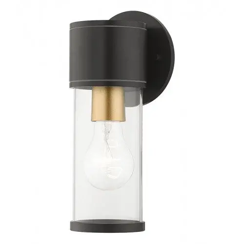 2-Light Outdoor Bronze Ada-Compliant Wall Lantern With Antique Gold Accents 1