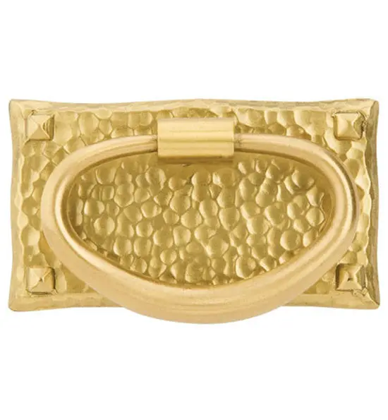 3" Hammered Solid Brass Oval Drawer Pull 1
