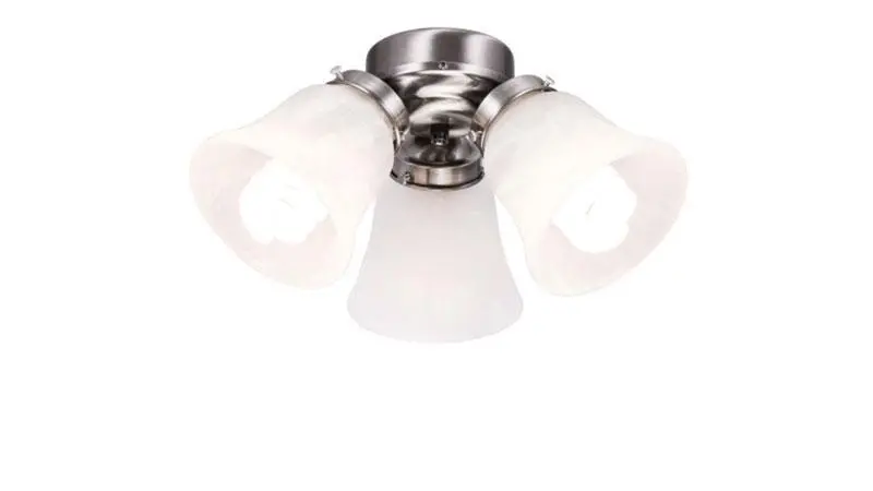 3-Light Brushed Nickel Led Ceiling Light Kit With White Glass 1