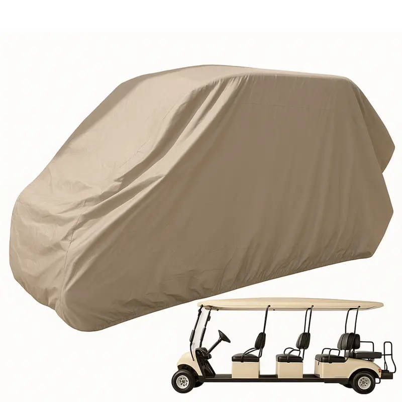 8-Passenger Golf Cart Cover – Spacious Taupe Enclosure 1