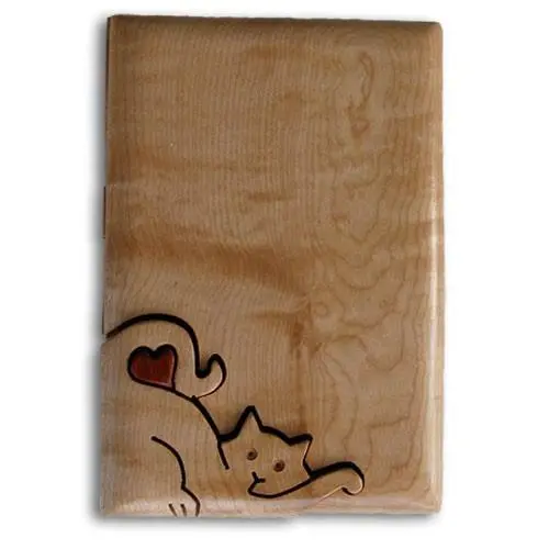 Adorable Corner Cat With Heart Wooden Puzzle Box