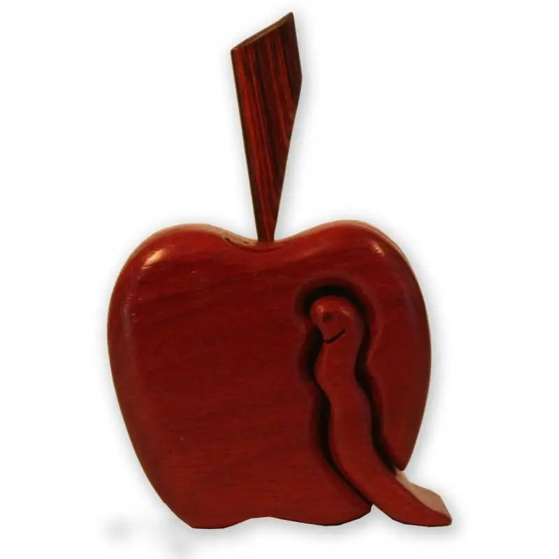 Apple Puzzle Box – Orchard-Themed Wooden Fruit Replica With Core Hidden Compartment 2