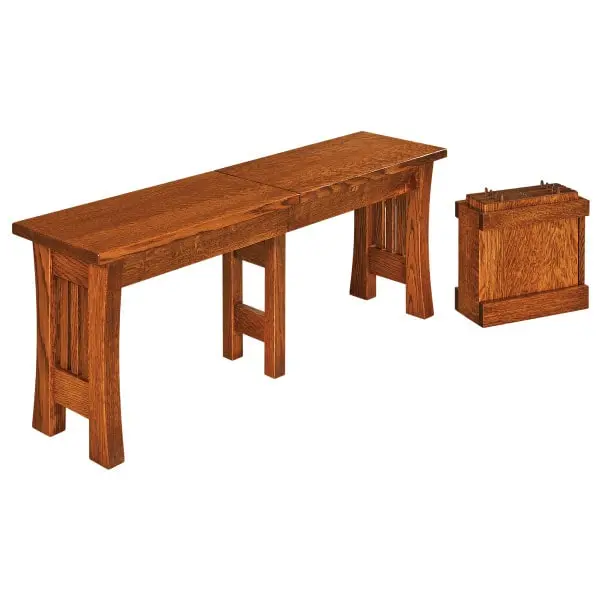 Arts And Crafts Wooden Extendable Bench With Slatted Back 1
