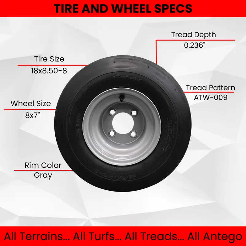 Atw-009 Gray 18X8.50-8 Turf Tire And Wheel Assembly (4-Pack) 1
