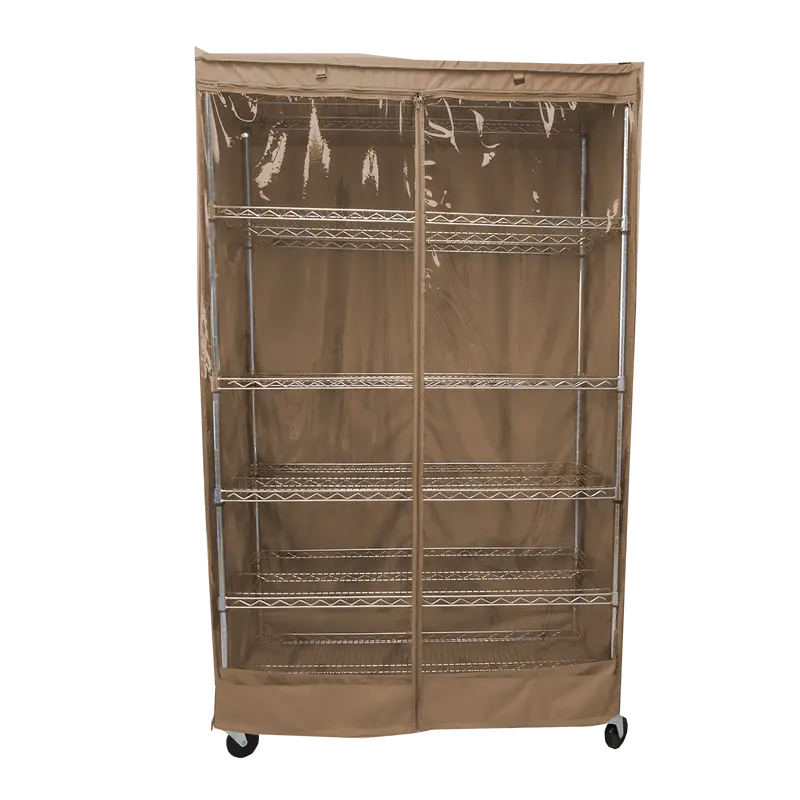 Beige Khaki Shelving Unit Cover – 36"W × 18"D × 72"H With One Transparent Side 1