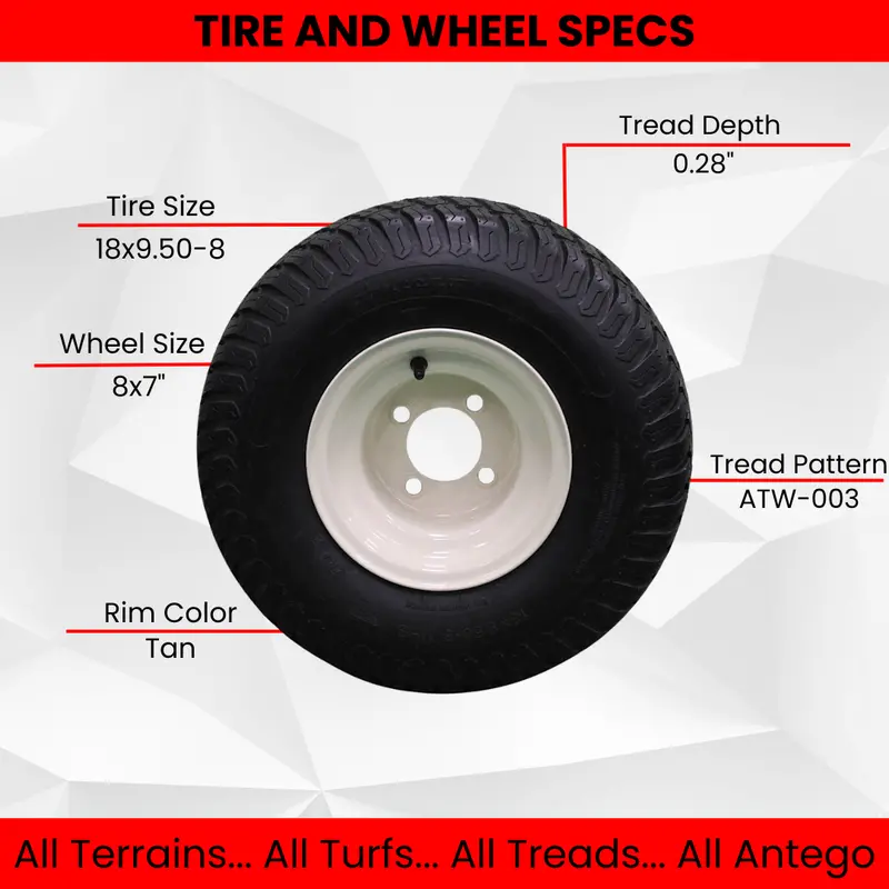 Beige Steel Wheel With 18X9.50-8 4-Ply Turf Tire – Single Assembly For Golf Carts & Lawn Equipment 1