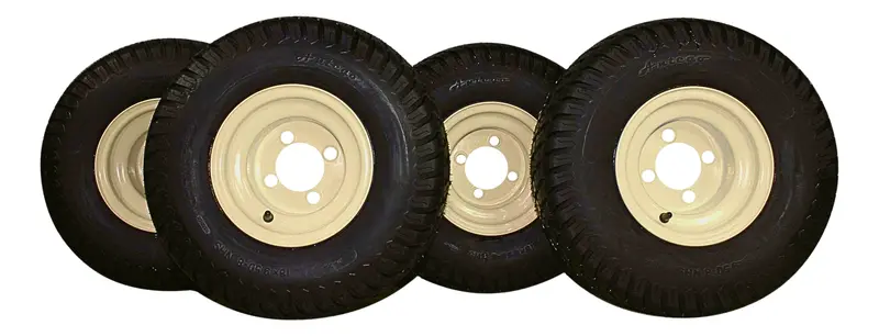Beige/Tan Steel Wheel And 18X9.50-8 Turf Tire Set (4-Pack) For Golf Carts And Lawn Equipment 1