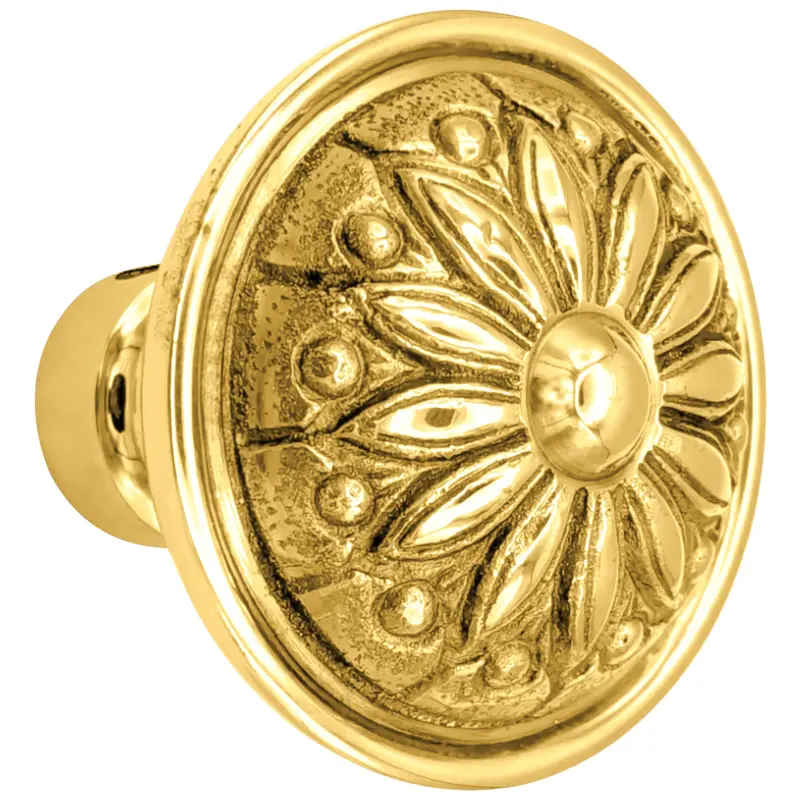 Floral-Embossed Solid Brass Spare Door Knob Set – Various Finishes 1
