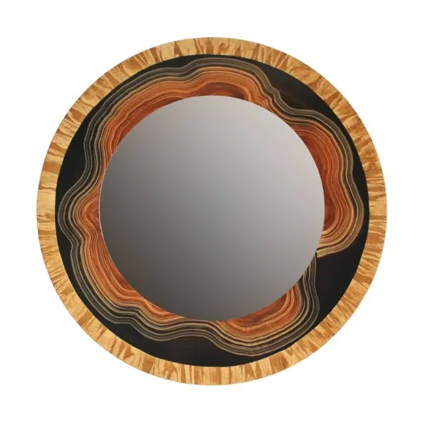 Lac Round Wall Mirror – 28" Diameter Metallic Finish 1
