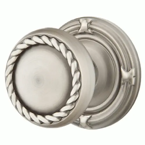 Rope-Style Solid Brass Door Knob Set With Ribbon & Reed Rosette – Multiple Finishes 6