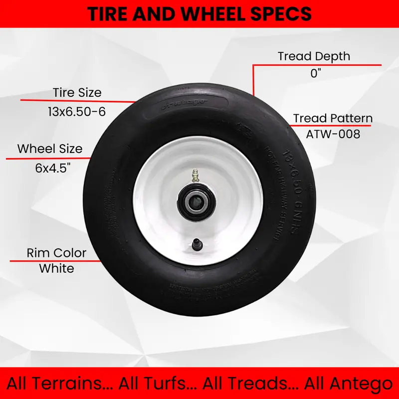 Set Of 4 — 13X6.50-6 4-Ply Smooth Tires With 6X4.5 White Wheels For Exmark & Toro 1