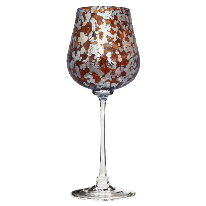 Silver Aurora Patterned Stemmed Wine Glass 1
