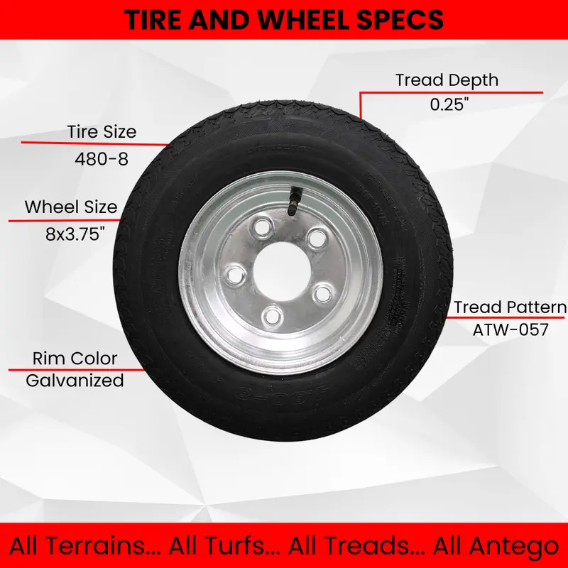 Single 4.80-8 6-Ply Load Range C Galvanized 5-Lug Trailer Tire And Wheel Assembly 1