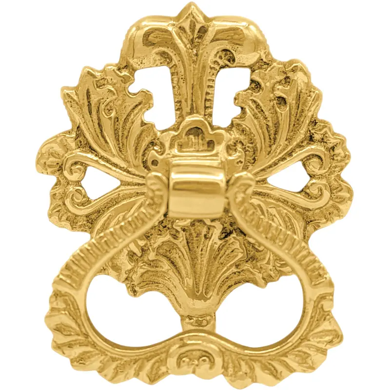 Victorian Leaves Drop Ring Pull – 3 Inch Solid Brass Decorative Hardware 1