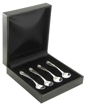 Vintage-Inspired Sterling Silver Old English Floral Flatware Set – 4-Piece Boxed 1