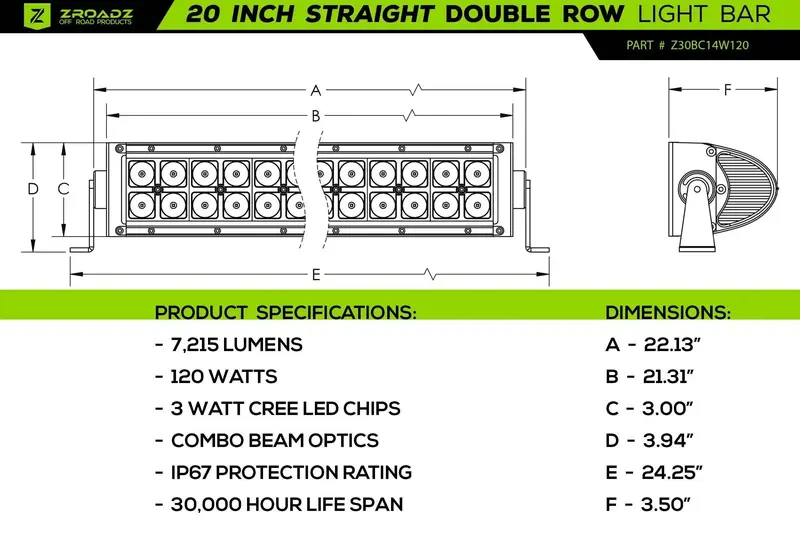 Zroadz Z324552-Kit Led Light Bar Mounting Kit For Front Bumper 1