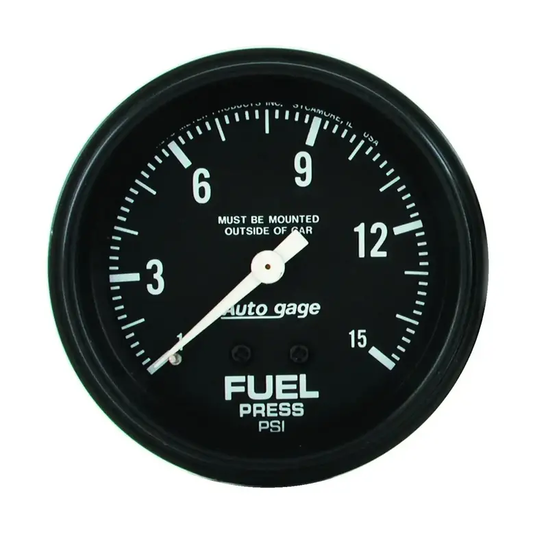 Autometer 2-5/8" Mechanical Fuel Pressure Gauge – 0 To 15 Psi, Black Dial, Autogage Series 1